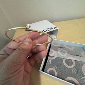 ✨ Pandora Nova 14k Gold Lab-grown Diamond Open Bangle | Size M | 8”